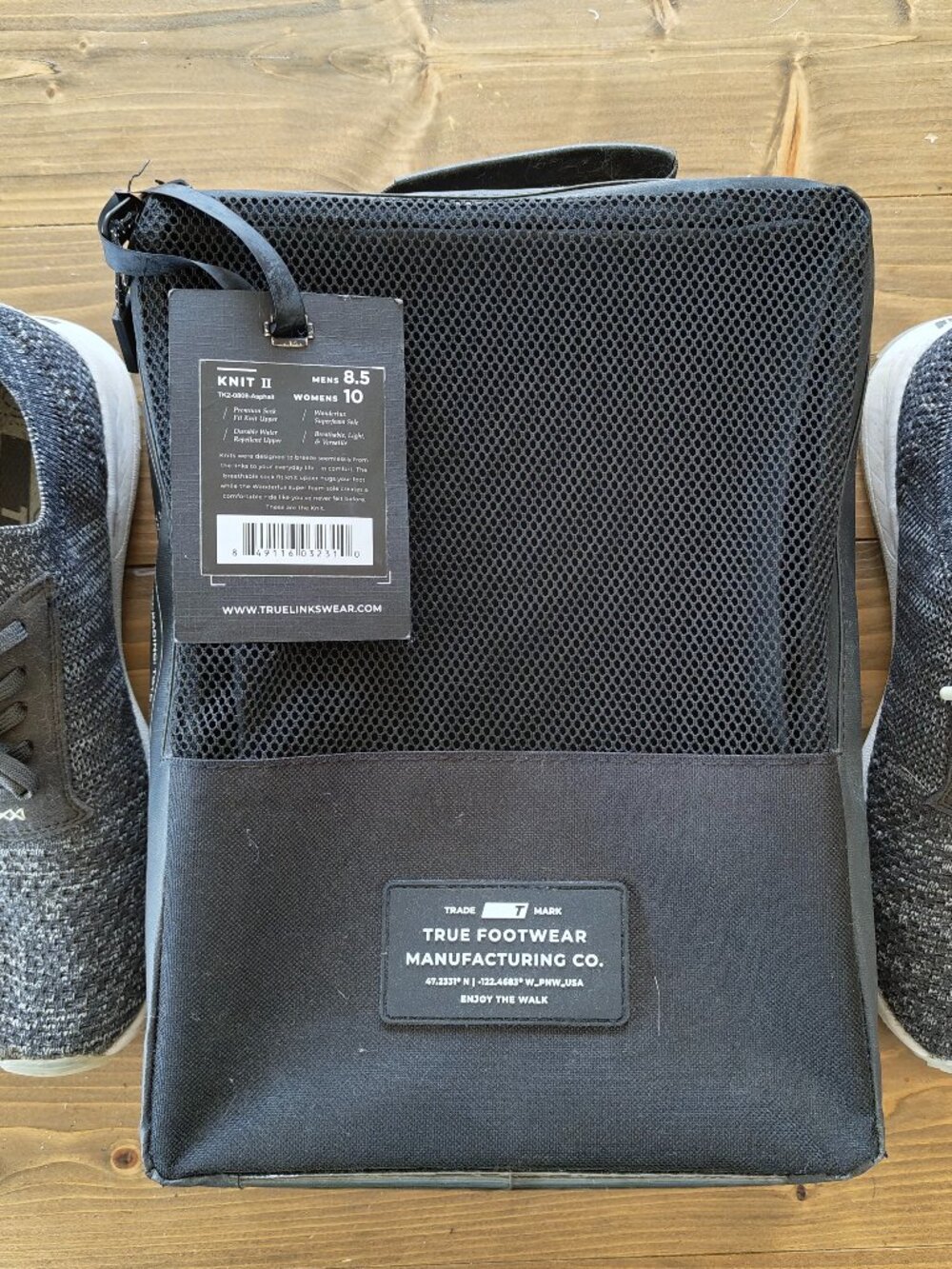 TRUE Linkswear Knit II Sneakers Men’s 8.5 Gray + Original Bag